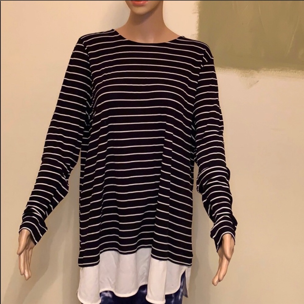 Ralph Lauren green label striped blouse 2x